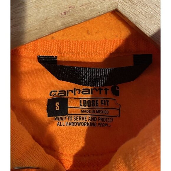 CARHARTT LOOSE FIT BLAZE ORANGE HOODIE MENS SZ SMALL WORK WEAR CONSTRUCTION - Picture 5 of 5